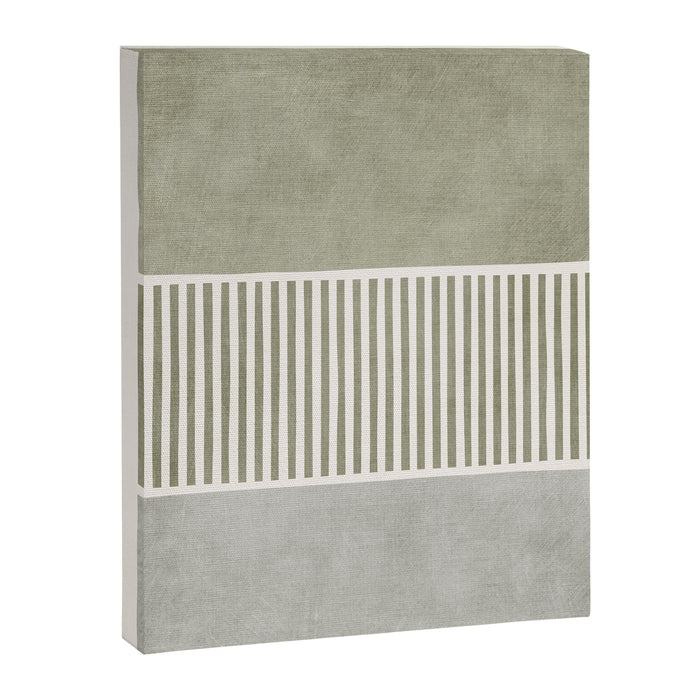 Neutral Green Lines Gray Abstract Artwork Canvas Print Gallery Image 1