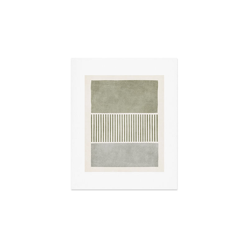 Neutral Green Lines Gray Abstract Artwork Art Print Gallery Image 1