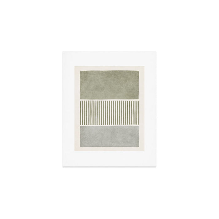 Neutral Green Lines Gray Abstract Artwork Art Print Gallery Image 1