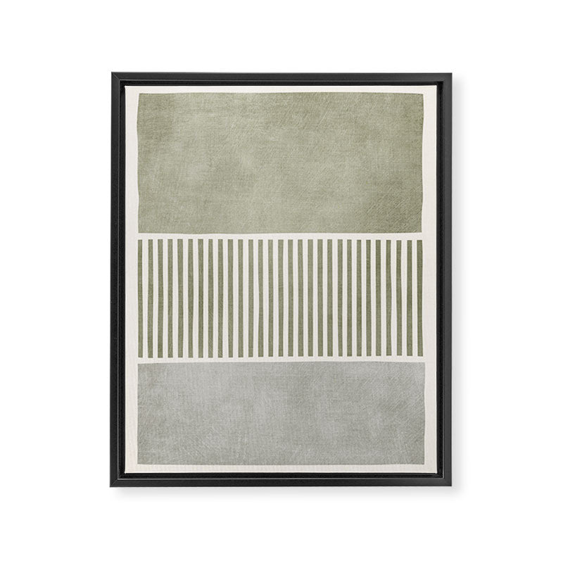 Neutral Green Lines Gray Abstract Artwork Framed Canvas Print Gallery Image 6