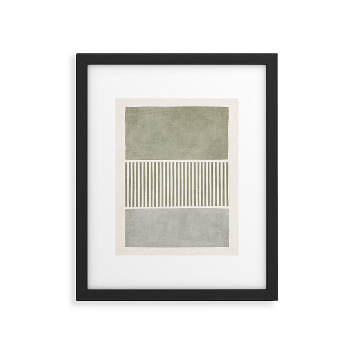 Neutral Green Lines Gray Abstract Artwork Framed Art Print Gallery Image 1