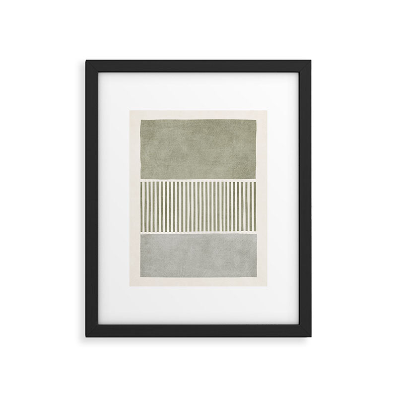 Neutral Green Lines Gray Abstract Artwork Framed Art Print Gallery Image 5