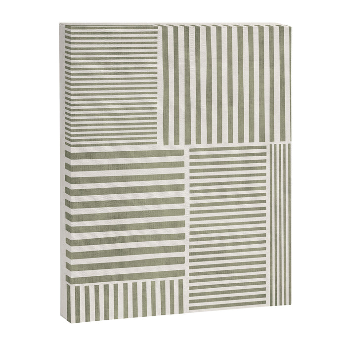 Neutral Green Lines Minimalist Artwork Canvas Print Gallery Image 1