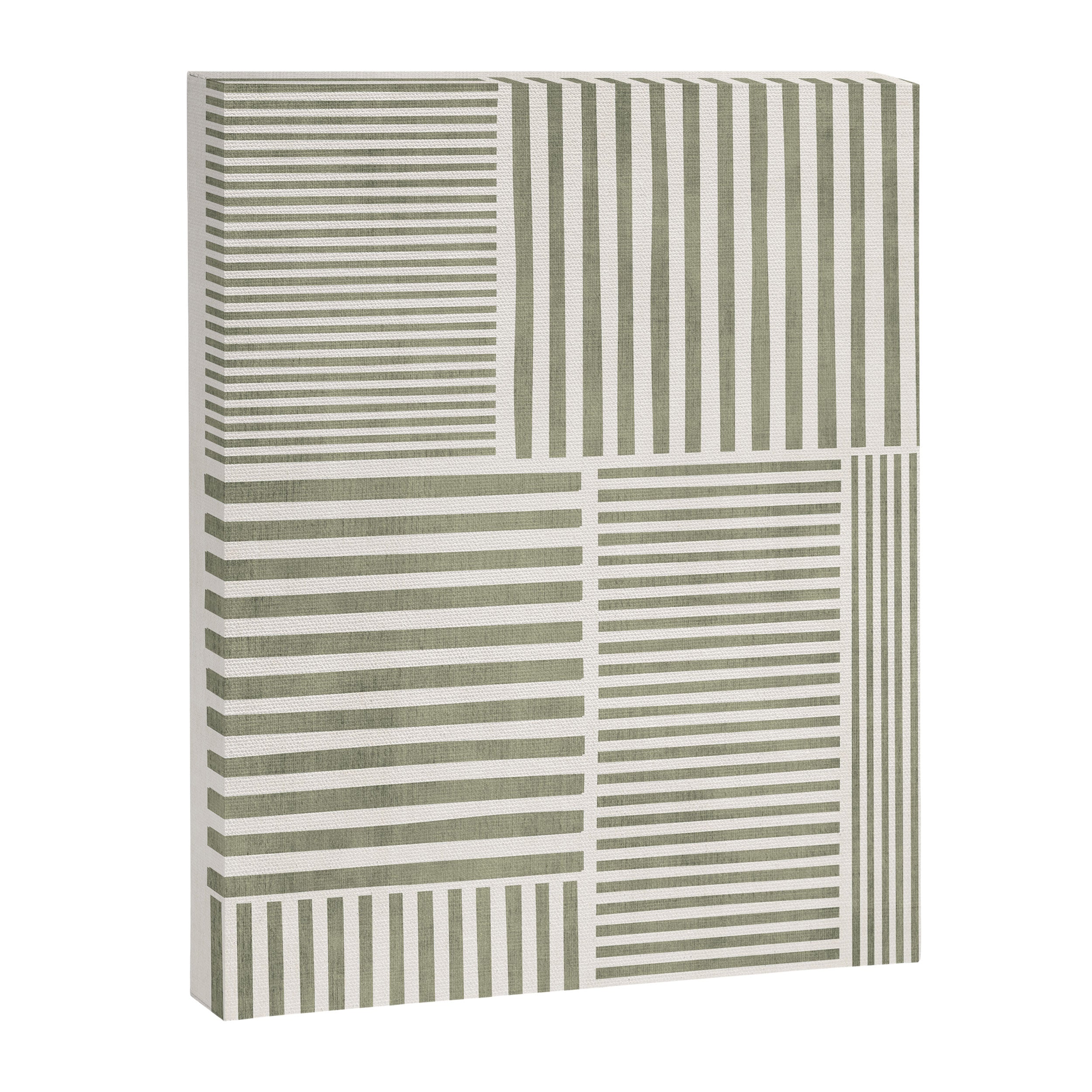 Neutral Green Lines Minimalist Artwork Canvas Print Gallery Image 6