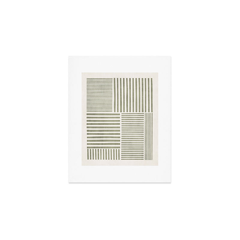 Neutral Green Lines Minimalist Artwork Art Print Gallery Image 1