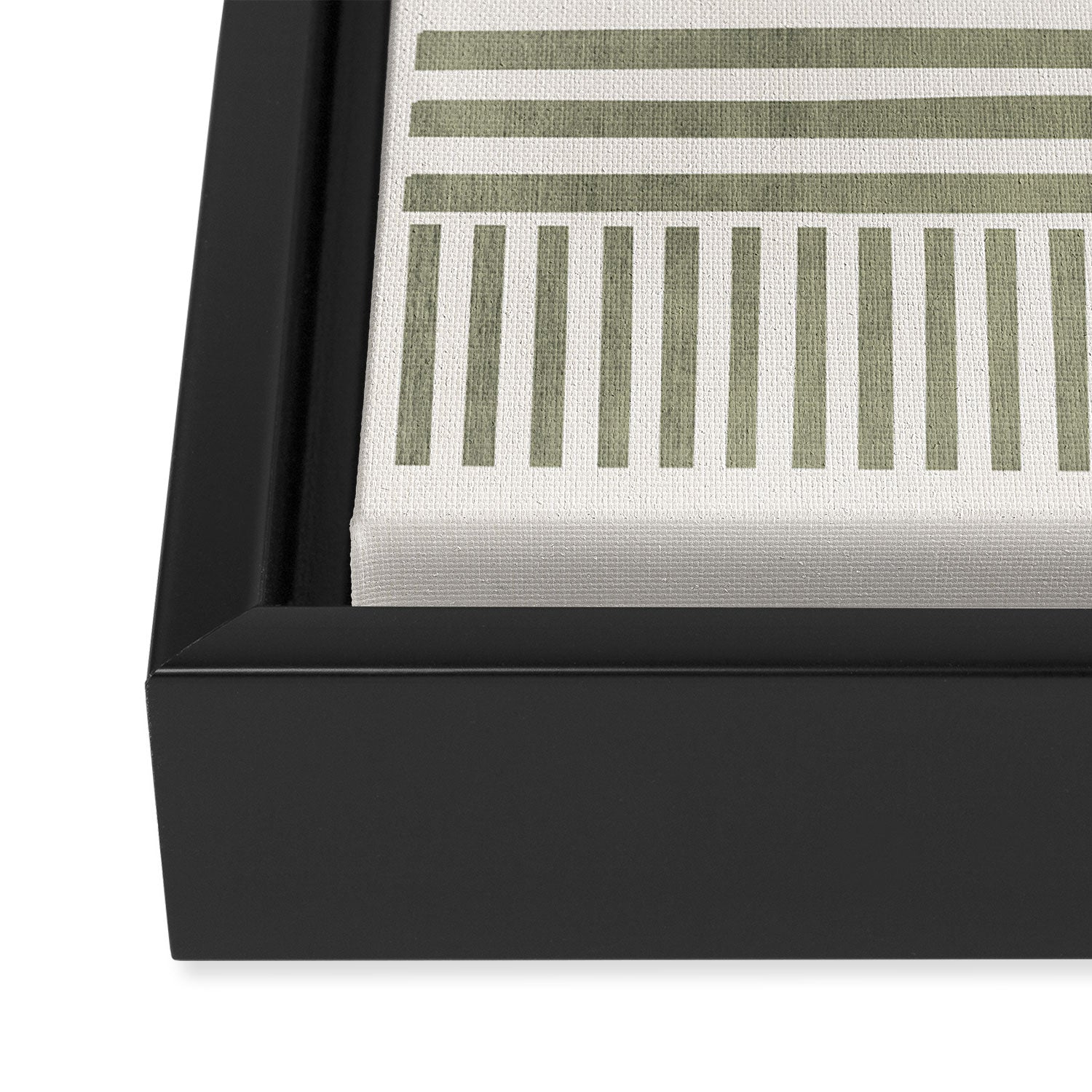 Neutral Green Lines Minimalist Artwork Framed Canvas Print Gallery Image 3