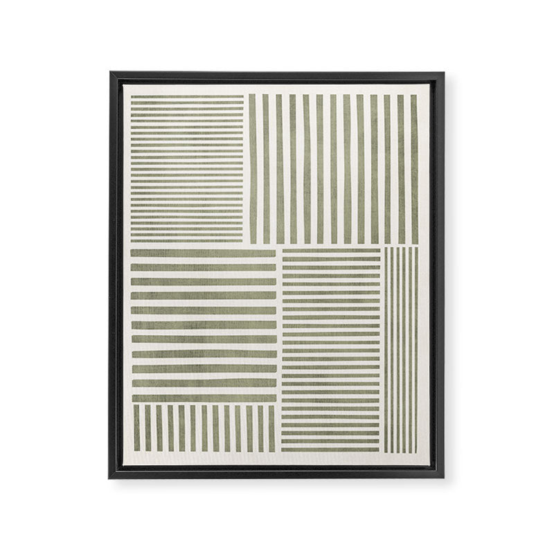 Neutral Green Lines Minimalist Artwork Framed Canvas Print Gallery Image 6