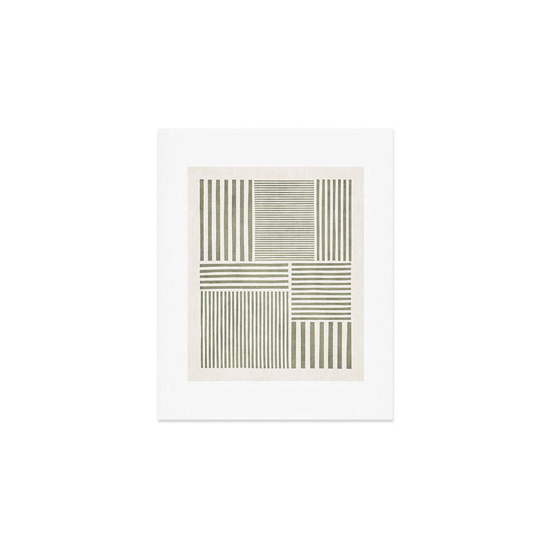 Neutral Green Lines Modern Minimalism Art Print Gallery Image 1