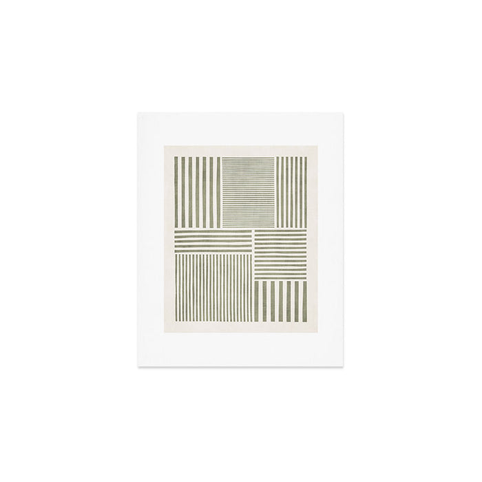 Neutral Green Lines Modern Minimalism Art Print Gallery Image 1