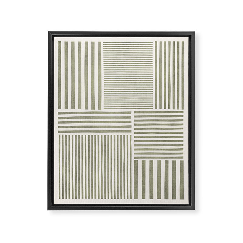 Neutral Green Lines Modern Minimalism Framed Canvas Print Gallery Image 6