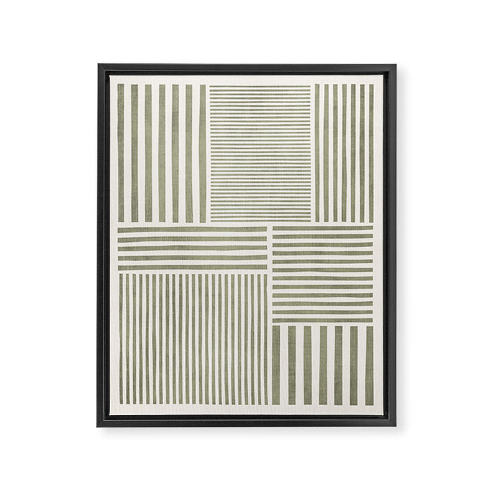 Neutral Green Lines Modern Minimalism Framed Canvas Print Gallery Image 1