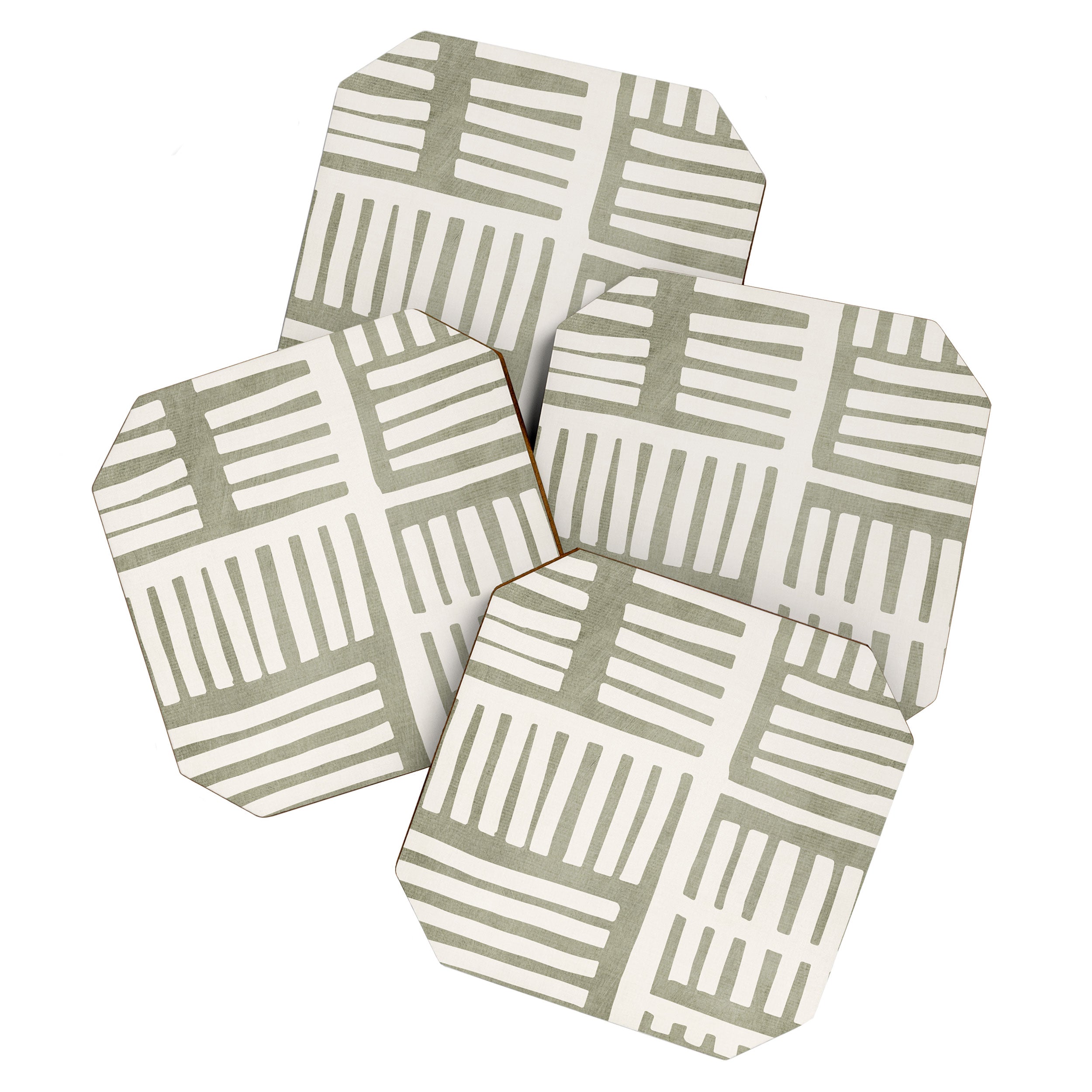 Neutral Green Modern Abstract Unique Art Coaster Gallery Image 1