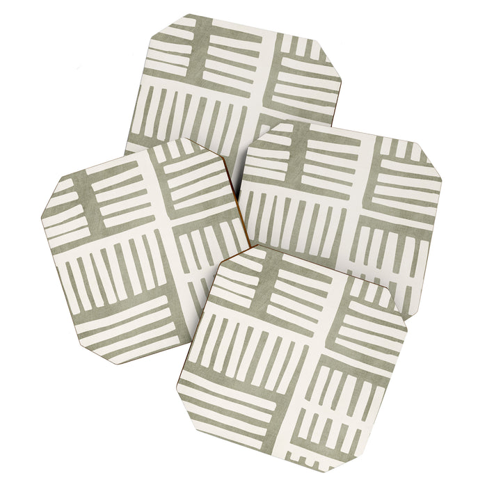 Neutral Green Modern Abstract Unique Art Coaster Gallery Image 1