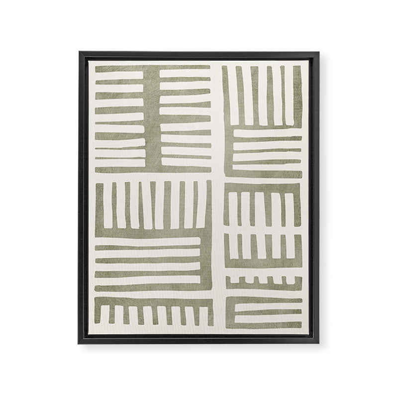 Neutral Green Modern Abstract Unique Art Framed Canvas Print Gallery Image 6