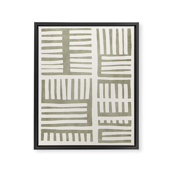 Neutral Green Modern Abstract Unique Art Framed Canvas Print Gallery Image 1