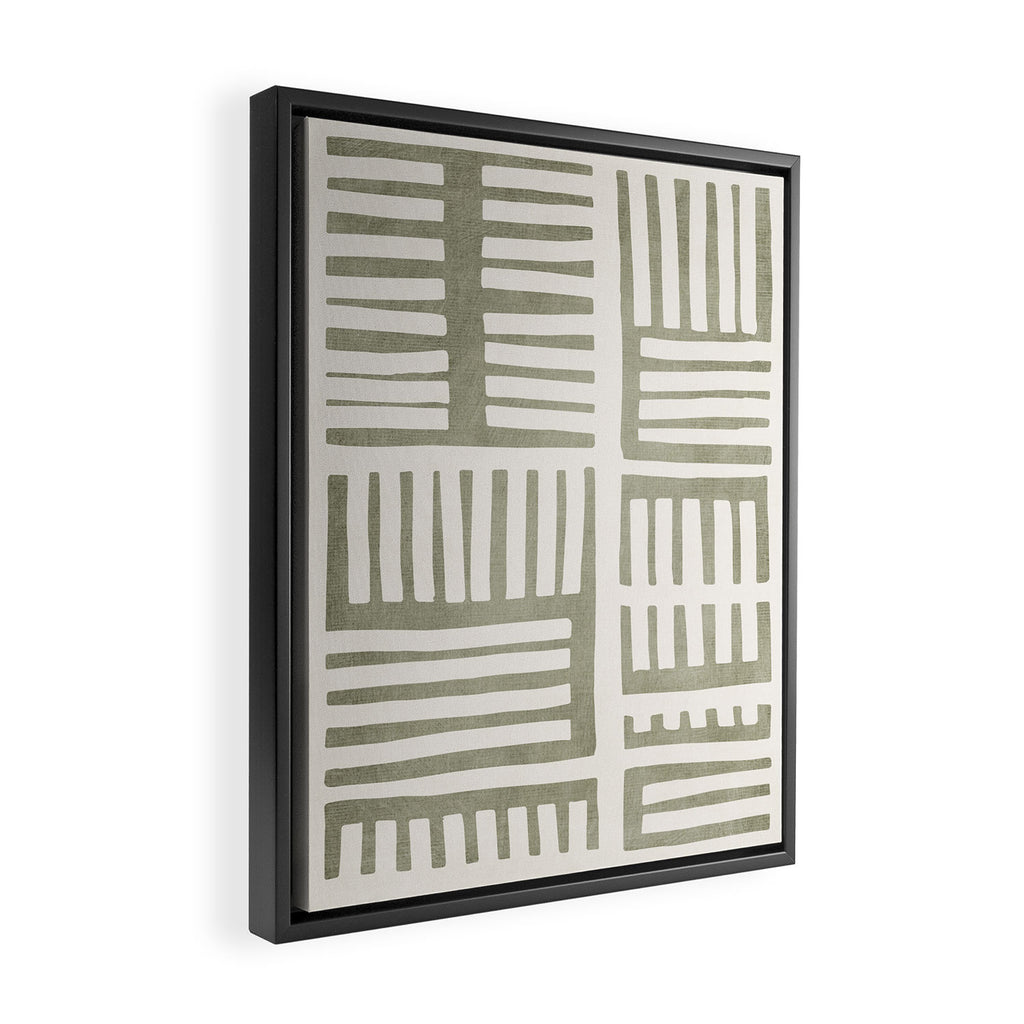 Neutral Green Modern Abstract Unique Art Framed Canvas Print Gallery Image 2