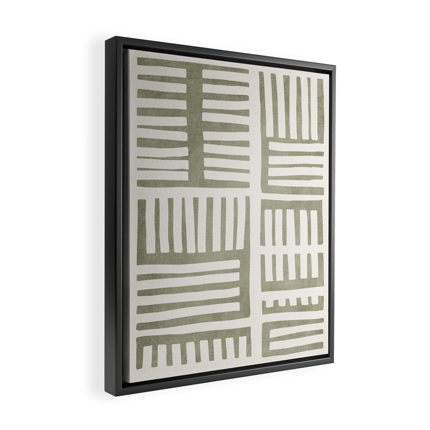 Neutral Green Modern Abstract Unique Art Framed Canvas Print Gallery Image 2