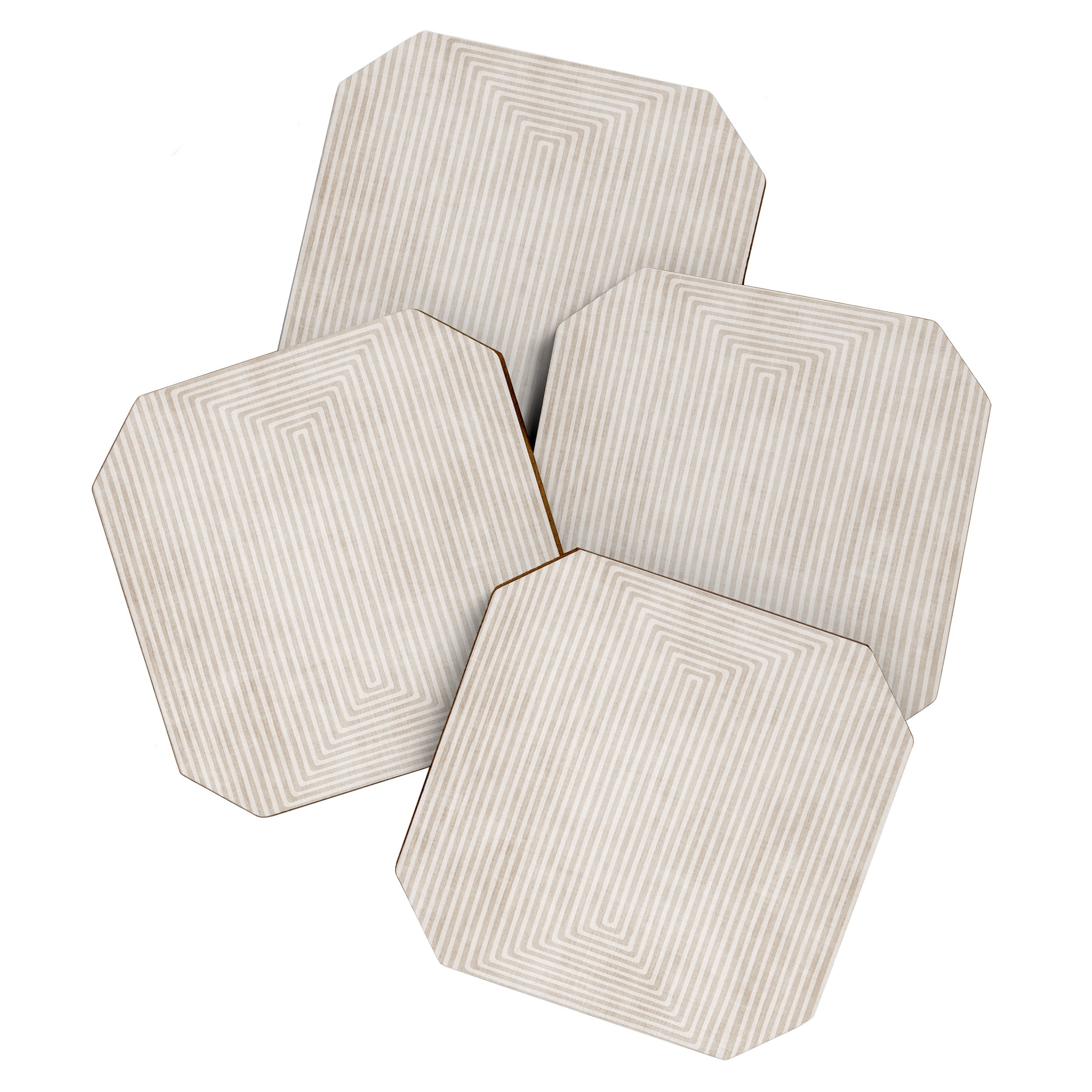 Neutral Light Beige Lines Modern Minimalism Art Coaster Gallery Image 1