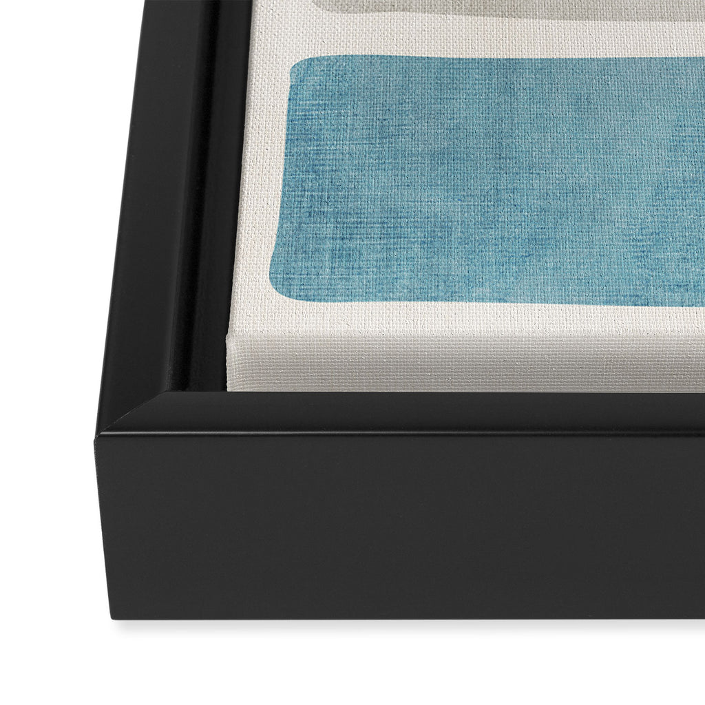 Neutral Light Blue Beige Teal Minimalist Artwork Framed Canvas Print Gallery Image 3