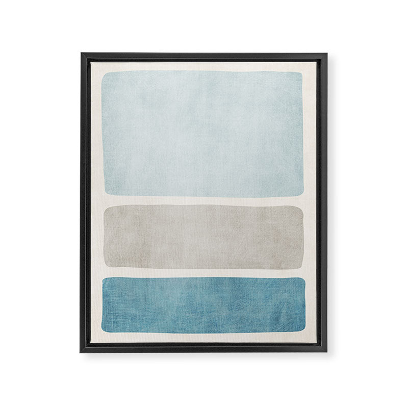 Neutral Light Blue Beige Teal Minimalist Artwork Framed Canvas Print Gallery Image 6