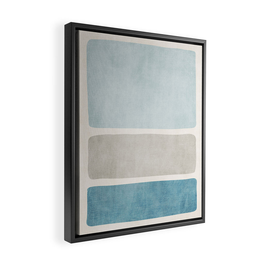 Neutral Light Blue Beige Teal Minimalist Artwork Framed Canvas Print Gallery Image 2