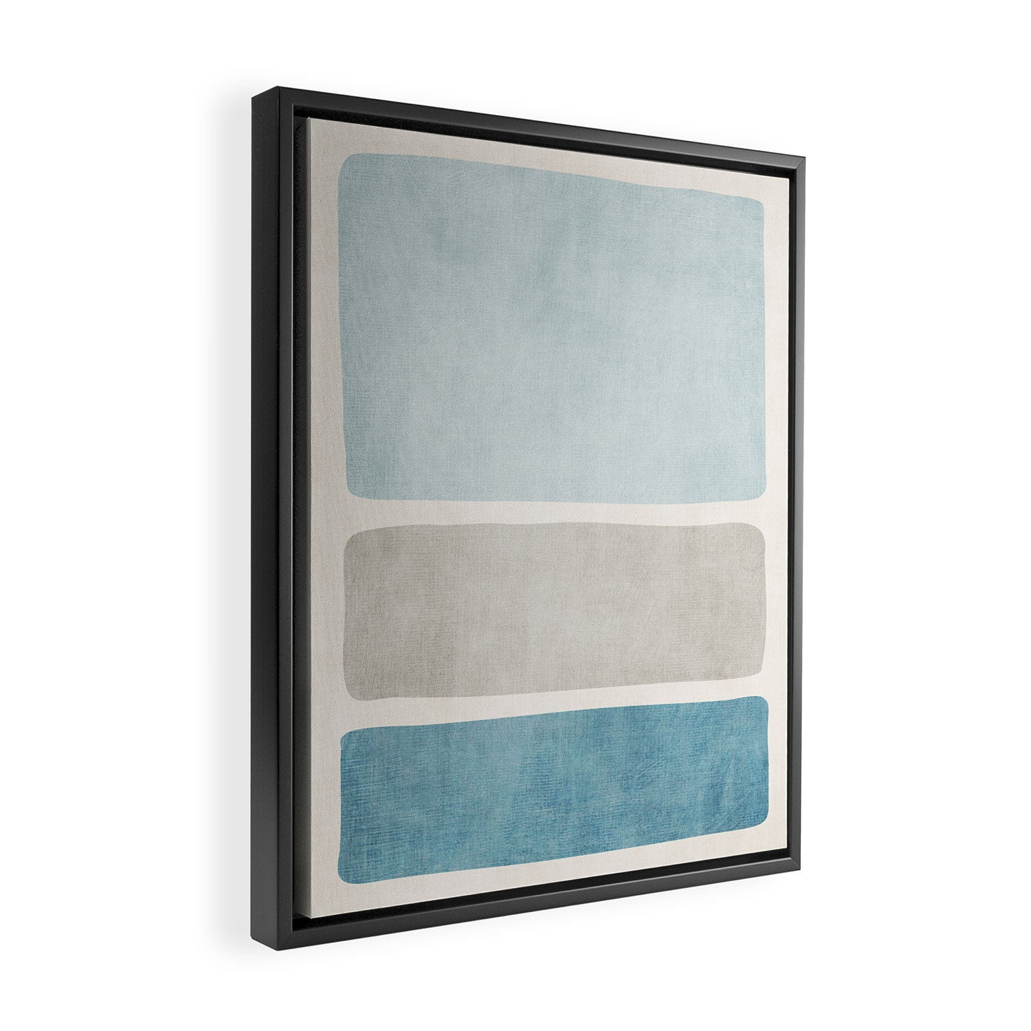 Neutral Light Blue Beige Teal Minimalist Artwork Framed Canvas Print Gallery Image 2