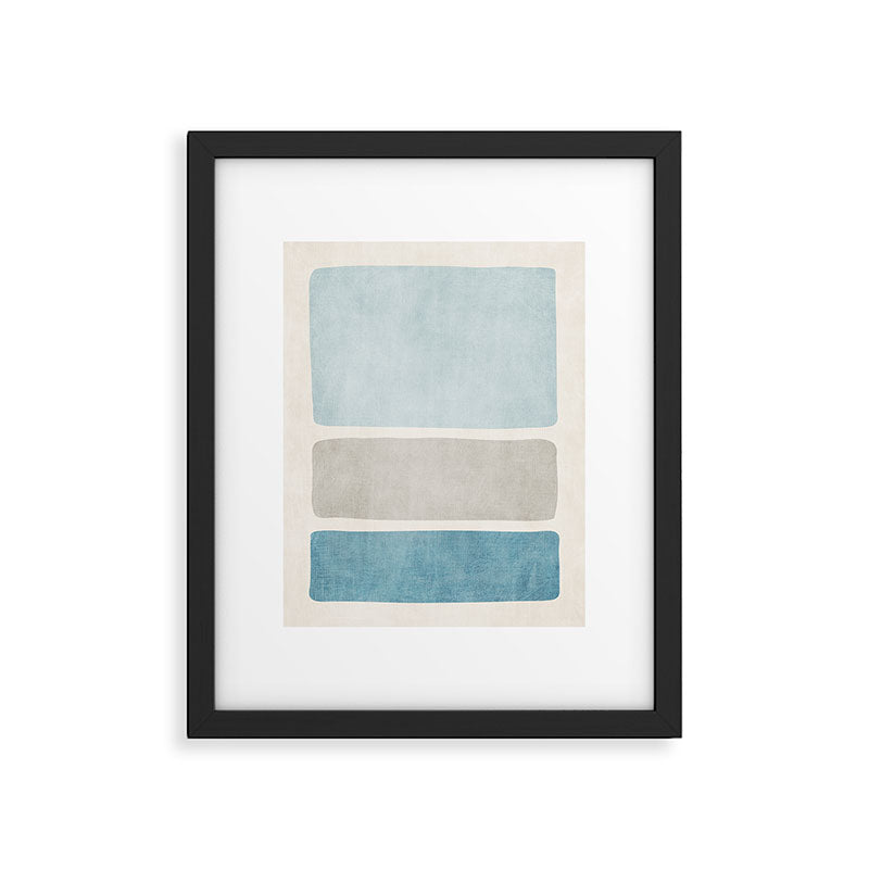Neutral Light Blue Beige Teal Minimalist Artwork Framed Art Print Gallery Image 4