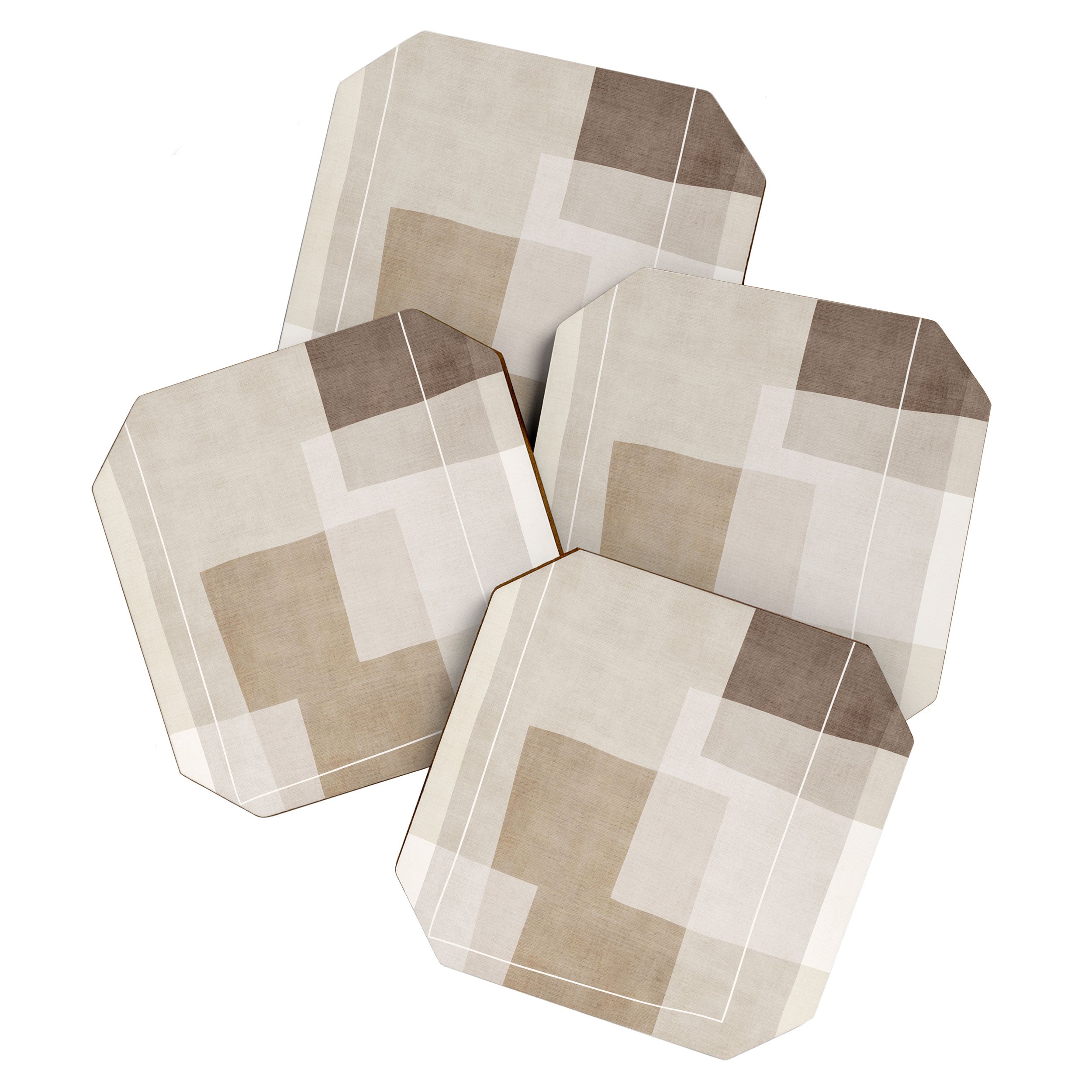 Neutral Minimalism Beige Tan Sand Abstract Artwork Coaster Gallery Image 1