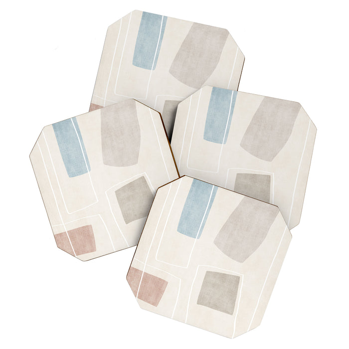 Neutral Minimalist Abstract Artwork Coaster Gallery Image 1