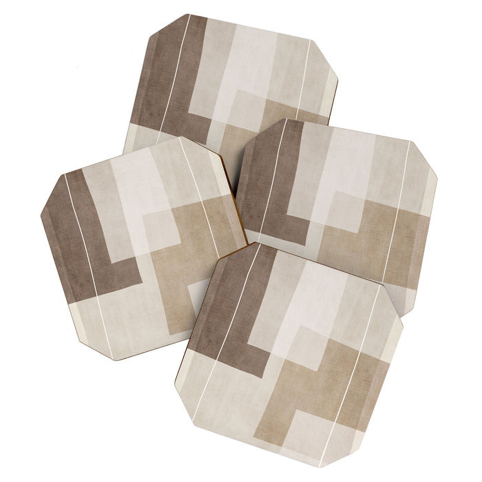 Neutral Minimalist Beige Tones Abstract Artwork Coaster Gallery Image 1