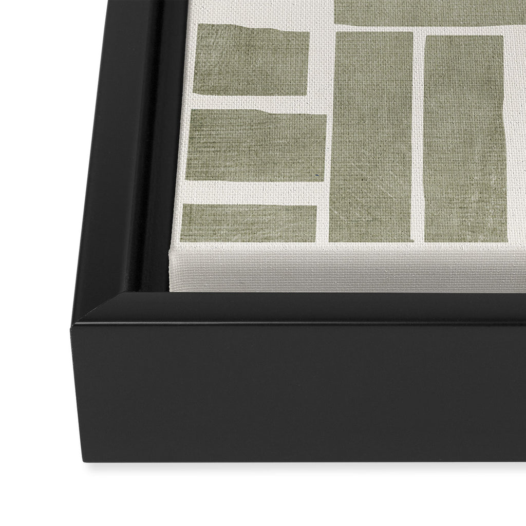 Neutral Olive Green Abstract Artwork  Framed Canvas Print Gallery Image 3