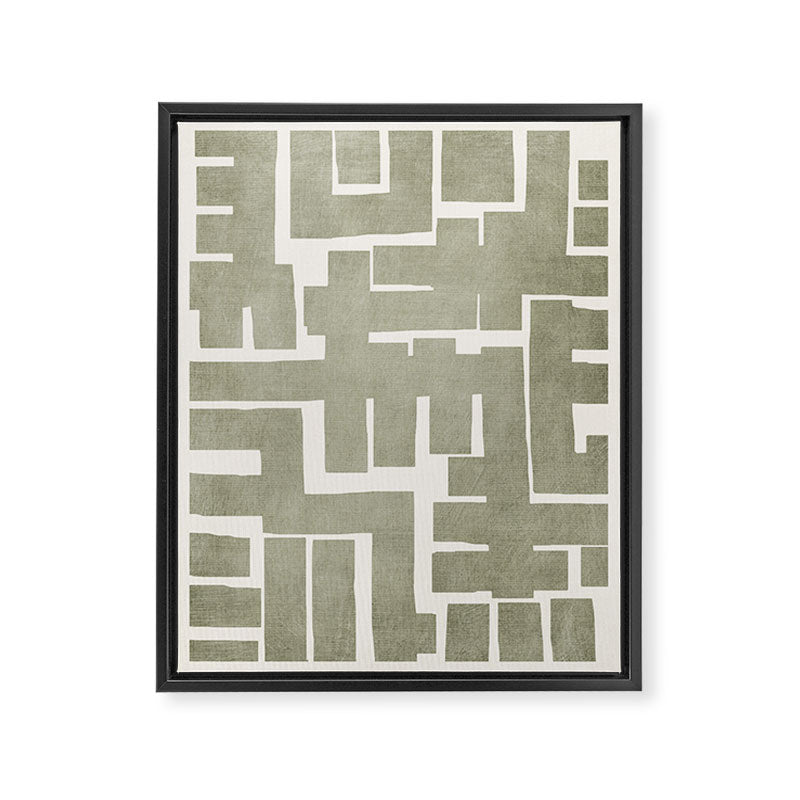 Neutral Olive Green Abstract Artwork  Framed Canvas Print Gallery Image 6