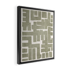 Neutral Olive Green Abstract Artwork  Framed Canvas Print Gallery Image 2