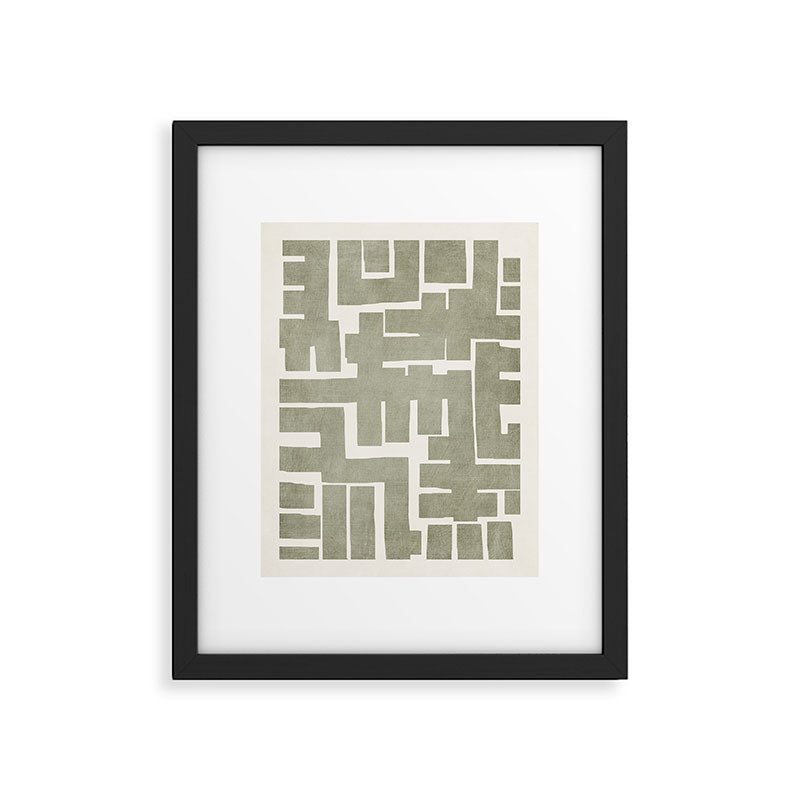 Neutral Olive Green Abstract Artwork  Framed Art Print Gallery Image 5