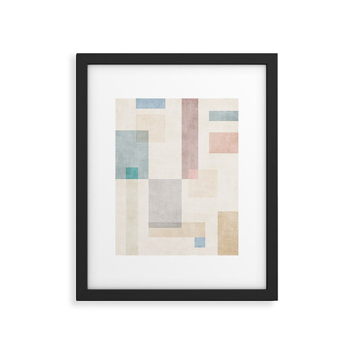 Neutral Pastel Tones Geometric Artwork Framed Art Print Gallery Image 1