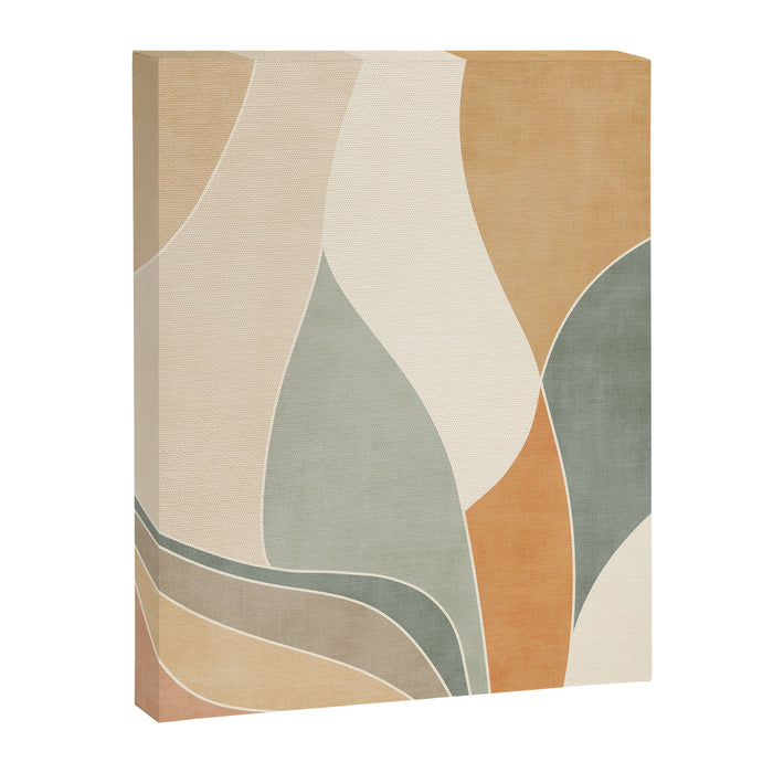 Neutral Soft Tones Modern Abstract Leaves Canvas Print Gallery Image 1