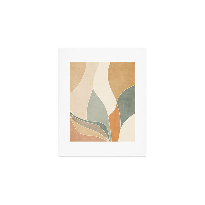 Neutral Soft Tones Modern Abstract Leaves Art Print Gallery Image 1