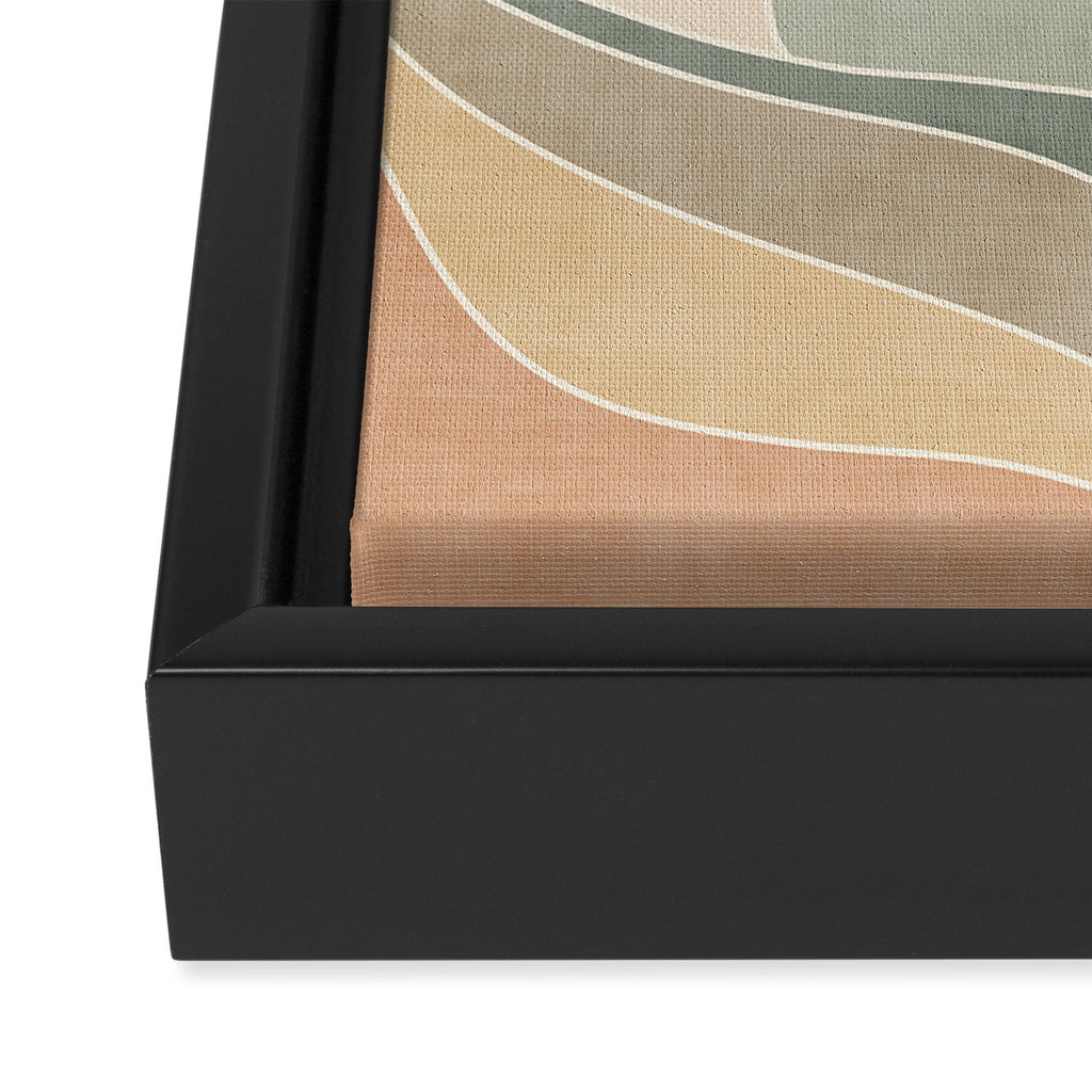 Neutral Soft Tones Modern Abstract Leaves Framed Canvas Print Gallery Image 3