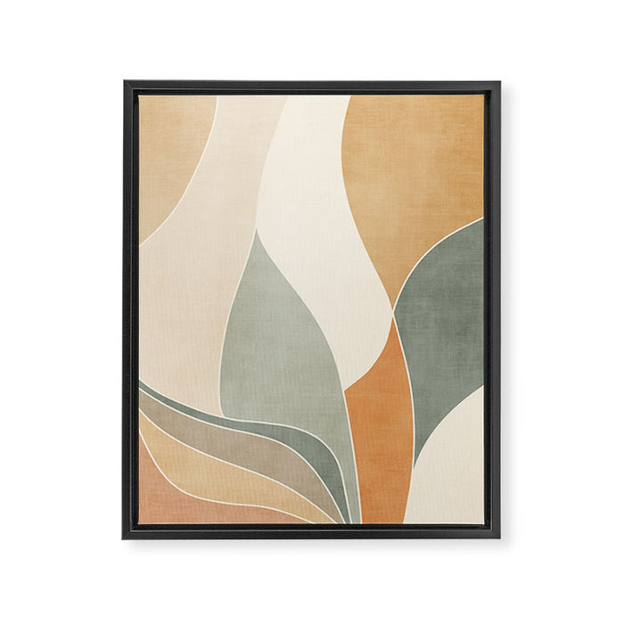 Neutral Soft Tones Modern Abstract Leaves Framed Canvas Print Gallery Image 1