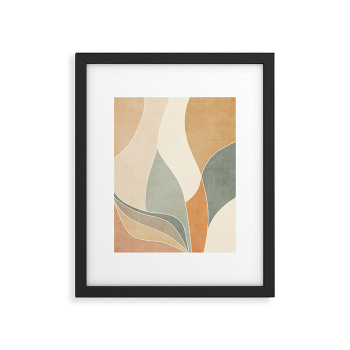 Neutral Soft Tones Modern Abstract Leaves Framed Art Print Gallery Image 1