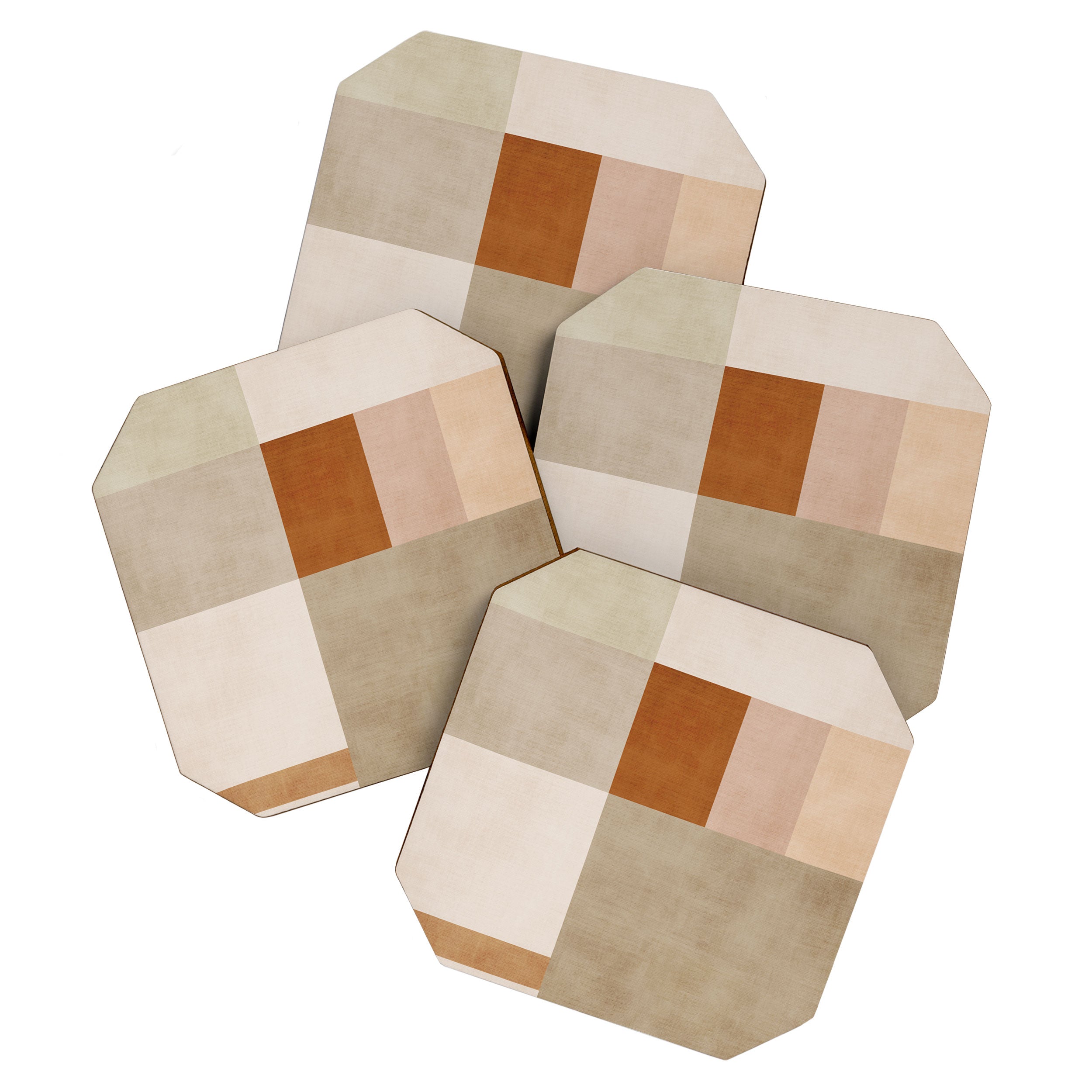 Neutral Tones Soft Colors Geometric Artwork Coaster Gallery Image 1