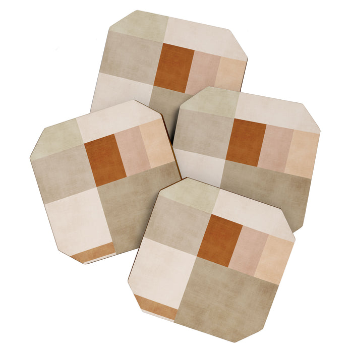 Neutral Tones Soft Colors Geometric Artwork Coaster Gallery Image 1
