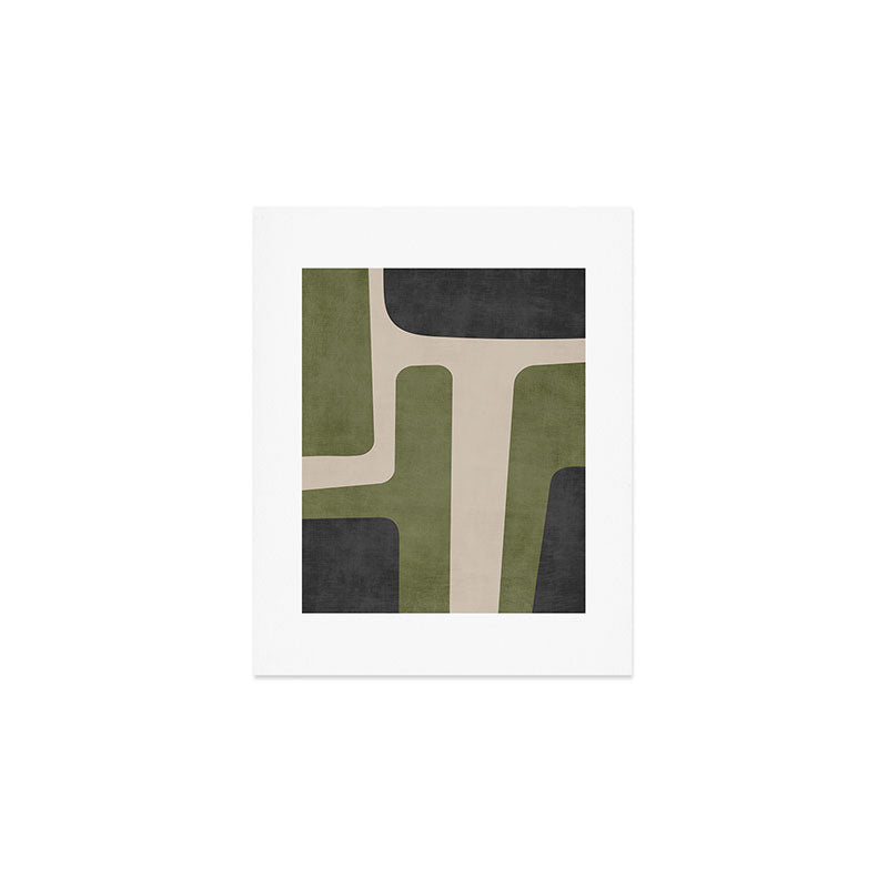 Olive Green Black Abstract Modern Artwork Art Print Gallery Image 1