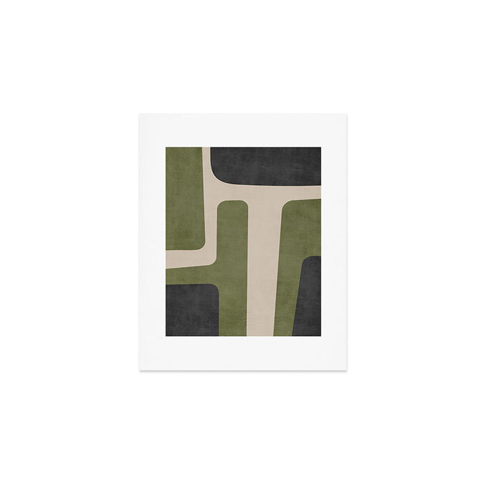 Olive Green Black Abstract Modern Artwork Art Print Gallery Image 1