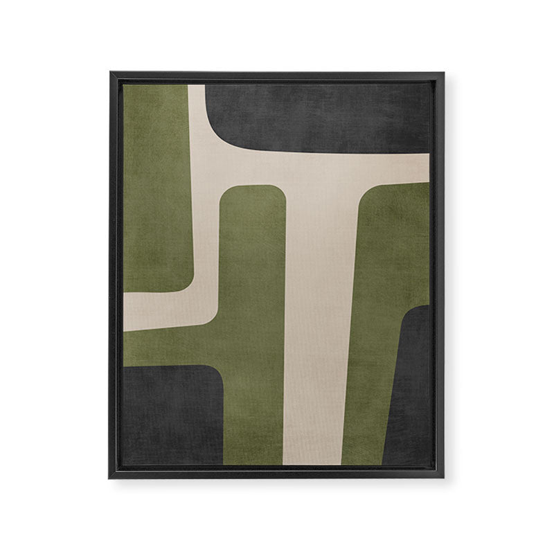 Olive Green Black Abstract Modern Artwork Framed Canvas Print Gallery Image 6
