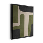 Olive Green Black Abstract Modern Artwork Framed Canvas Print Gallery Image 2