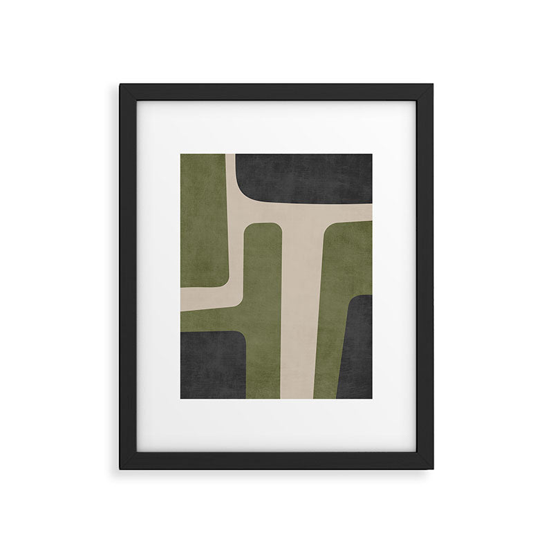 Olive Green Black Abstract Modern Artwork Framed Art Print Gallery Image 5
