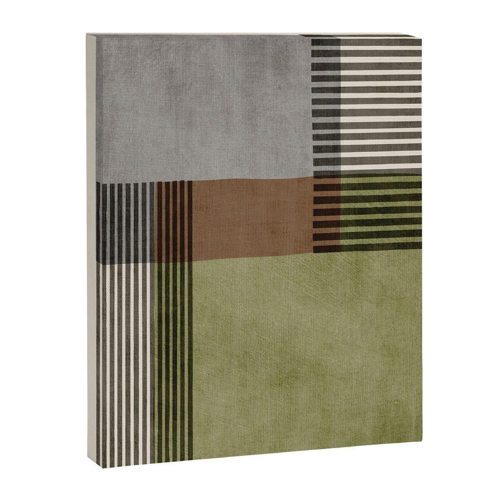 Olive Green Brown Gray Black Bold Lines Artwork Canvas Print Gallery Image 6