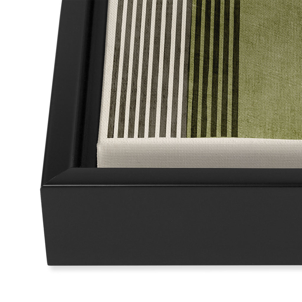 Olive Green Brown Gray Black Bold Lines Artwork Framed Canvas Print Gallery Image 3