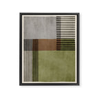 Olive Green Brown Gray Black Bold Lines Artwork Framed Canvas Print Gallery Image 6